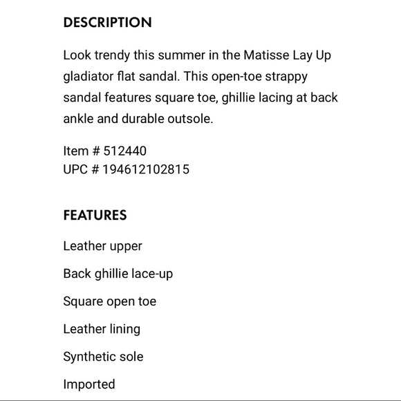 NIB Matisse Sunnie Gladiator Leather Sandal Natural - Picture 10 of 15